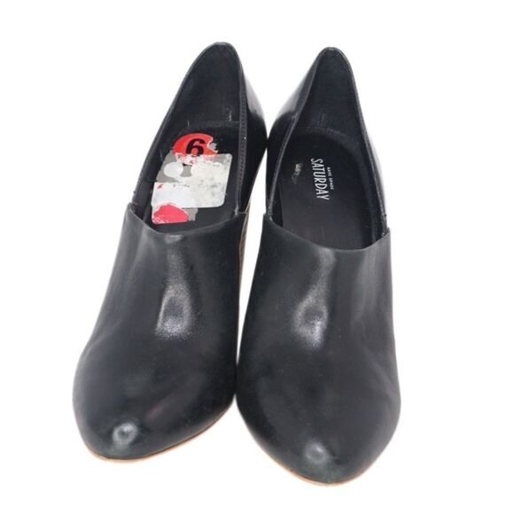 Kate Spade Saturday Black Leather Almond-Toe Heels, Size 6 - Picture 5 of 7